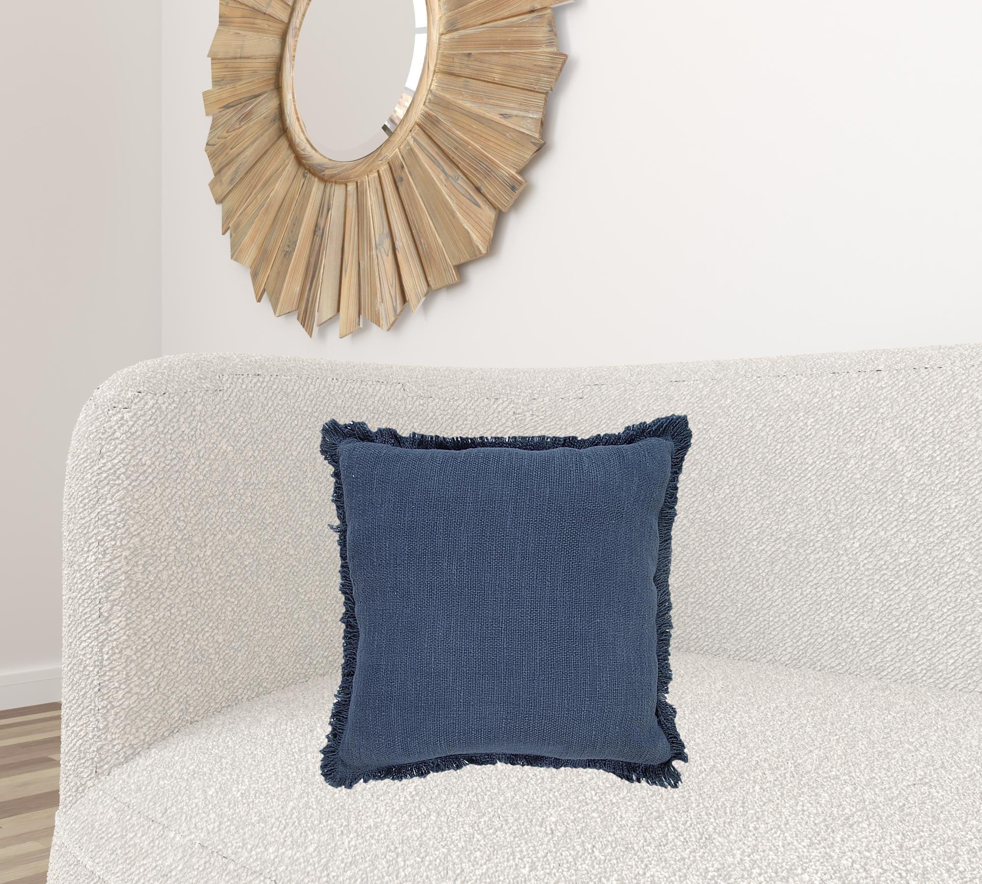 Blue Abstract Zippered 100% Cotton Throw Pillow Set Of Two - 20" x 20"