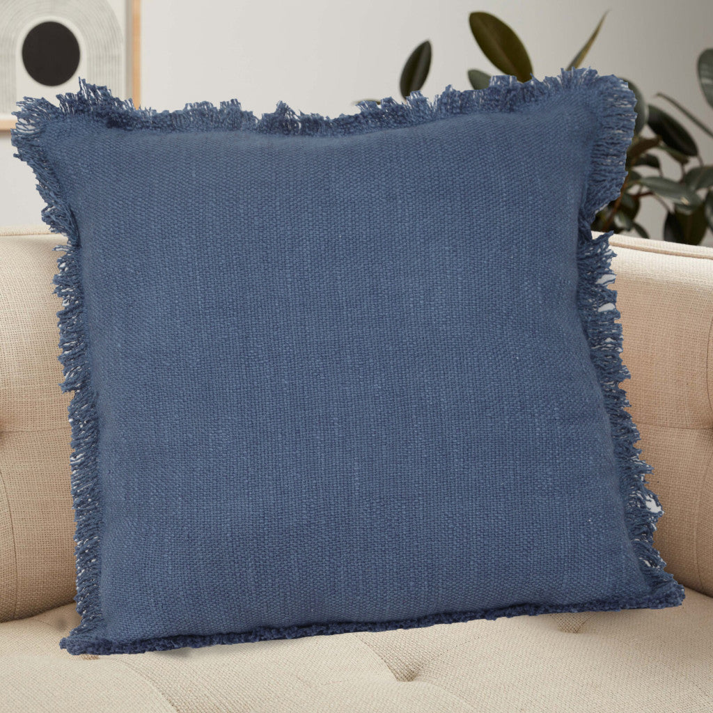 Blue Abstract Zippered 100% Cotton Throw Pillow Set Of Two - 20" x 20"