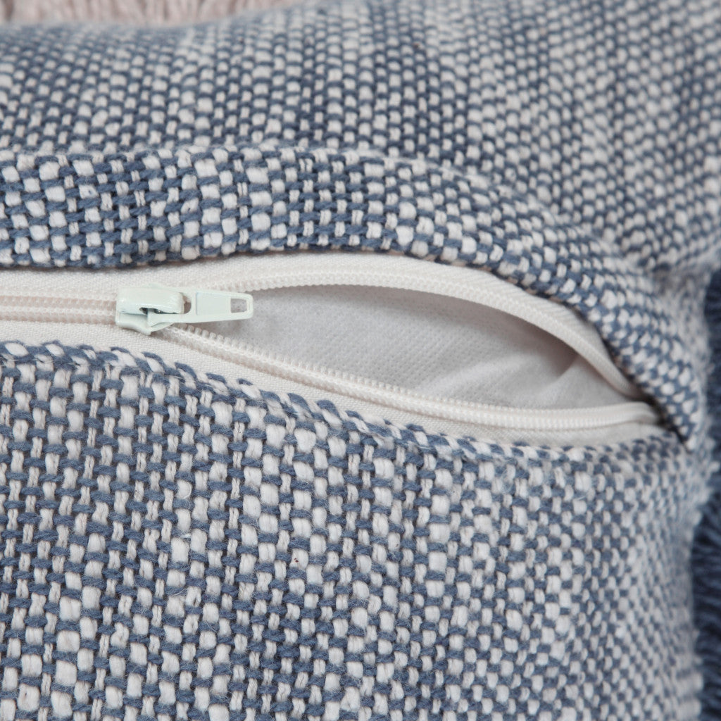 Blue Abstract Zippered 100% Cotton Throw Pillow Set Of Two - 20" x 20"