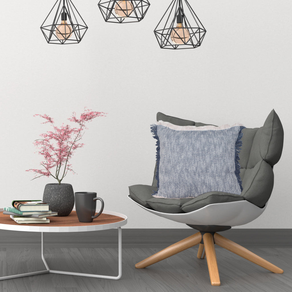 Blue Abstract Zippered 100% Cotton Throw Pillow Set Of Two - 20" x 20"