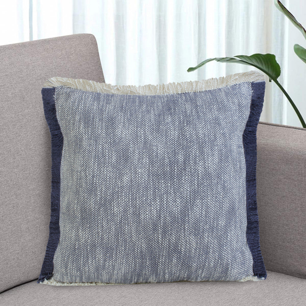 Blue Abstract Zippered 100% Cotton Throw Pillow Set Of Two - 20" x 20"