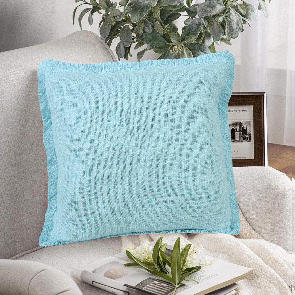 Blue Abstract Zippered 100% Cotton Throw Pillow Set Of Two - 20" x 20"
