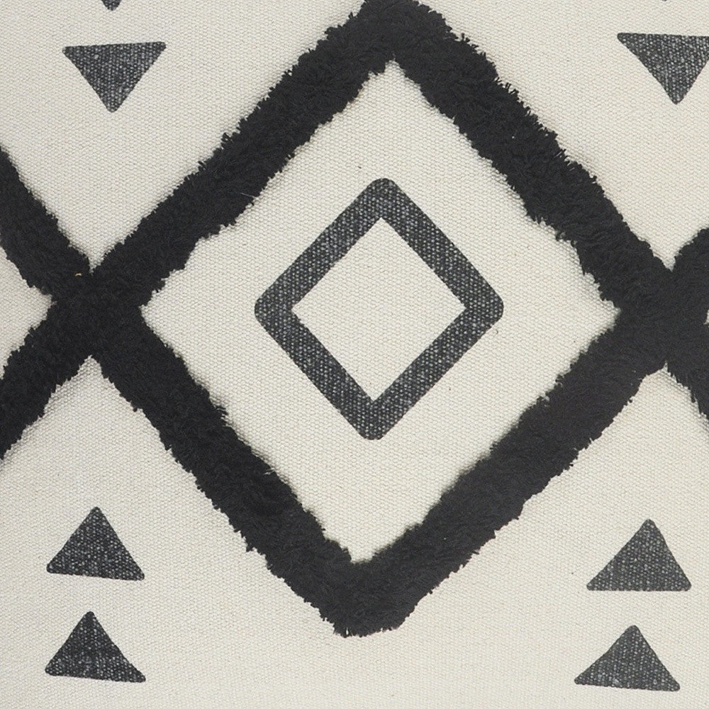 兩件套 20 英寸 X 20 英寸奶油色黑色和灰色幾何拉鍊 100% 純棉抱枕