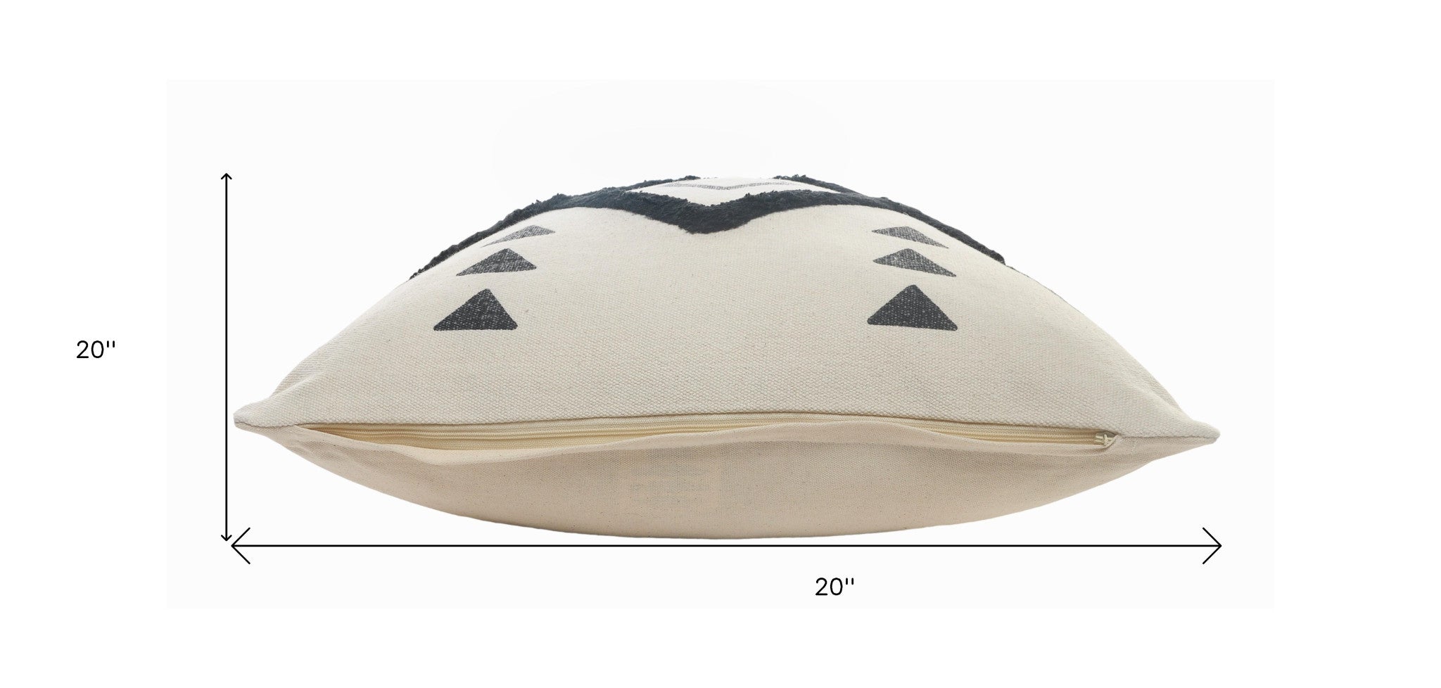 兩件套 20 英寸 X 20 英寸奶油色黑色和灰色幾何拉鍊 100% 純棉抱枕