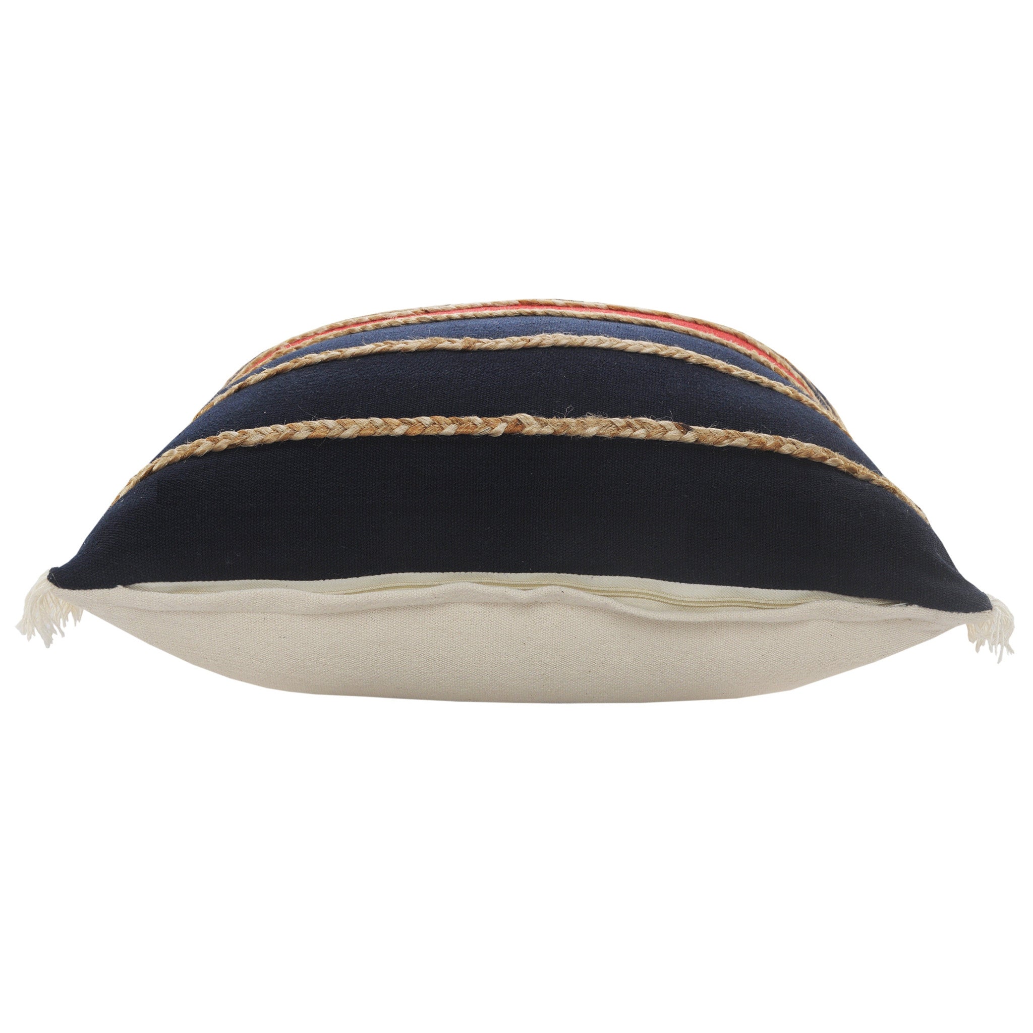 Set Of Two 24" X 24" Red Striped Zippered 100% Cotton Throw Pillow