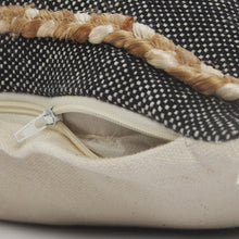 Black Striped Zippered Jute Throw Pillow Set Of Two - 24