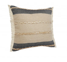 Black Striped Zippered Jute Throw Pillow Set Of Two - 24