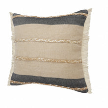 Black Striped Zippered Jute Throw Pillow Set Of Two - 24