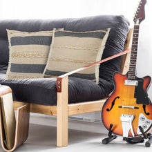 Black Striped Zippered Jute Throw Pillow Set Of Two - 24