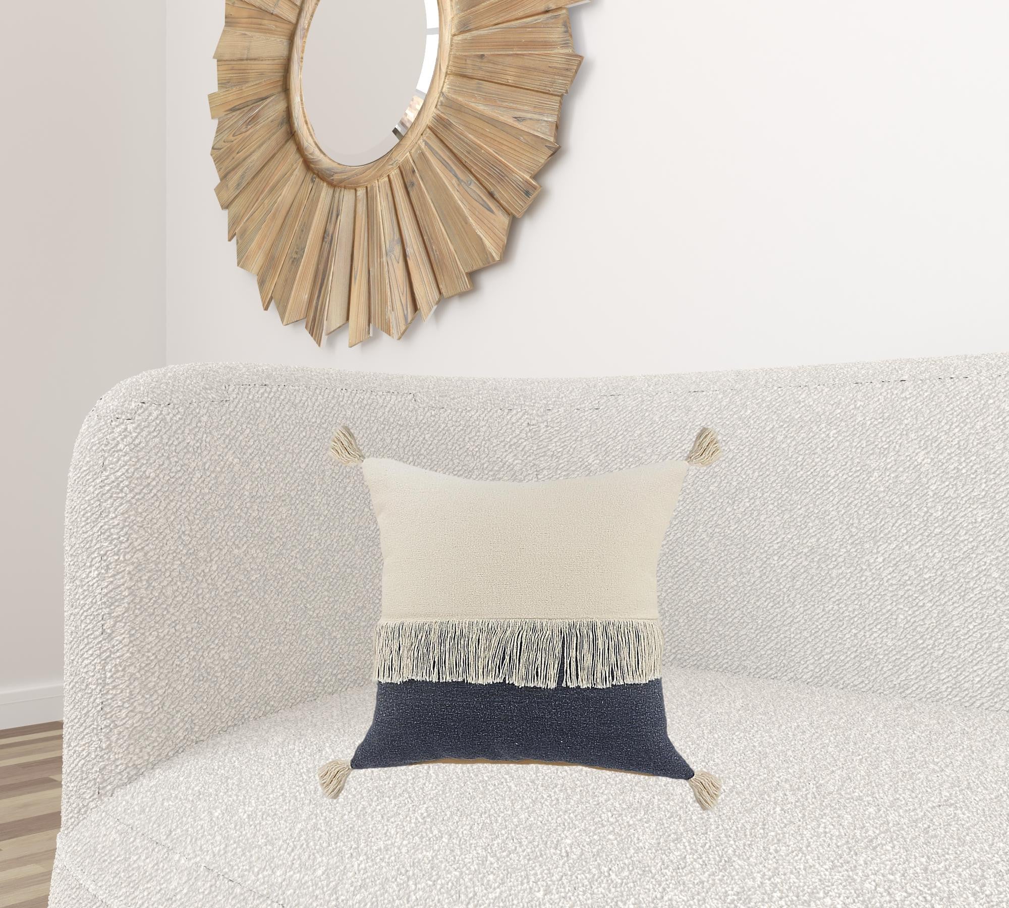 Set Of Two 20" X 20" Blue Zippered 100% Cotton Throw Pillow