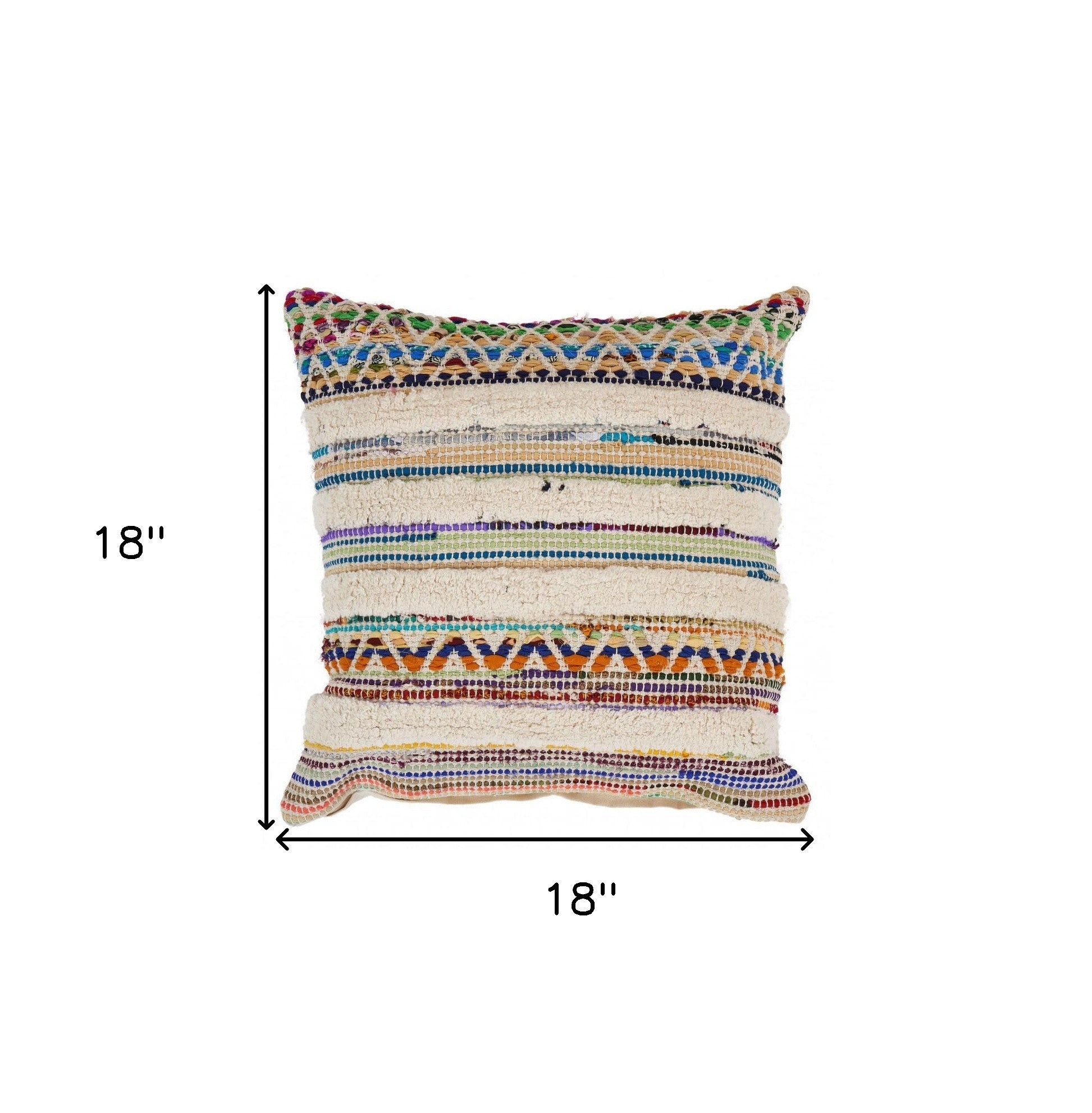 Set Of Two 18" X 18" Multicolored Striped Zippered 100% Cotton Throw Pillow