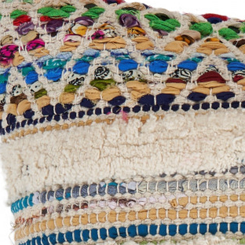 Set Of Two 18" X 18" Multicolored Striped Zippered 100% Cotton Throw Pillow