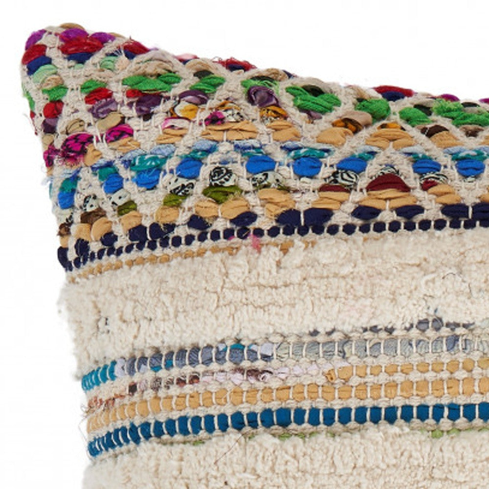 Set Of Two 18" X 18" Multicolored Striped Zippered 100% Cotton Throw Pillow