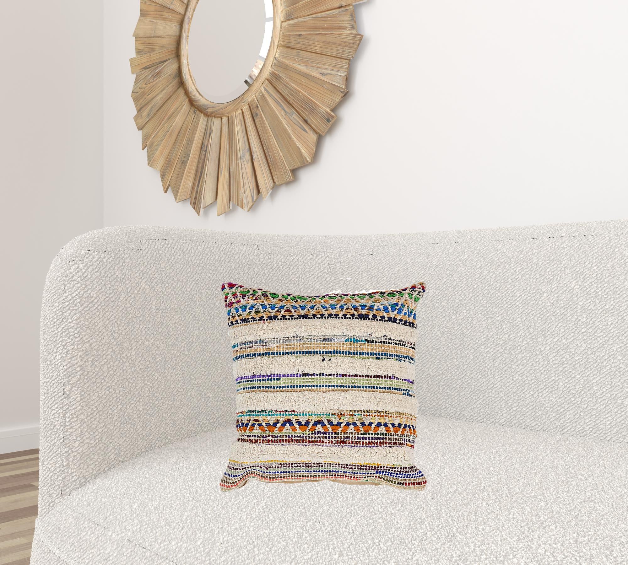 Set Of Two 18" X 18" Multicolored Striped Zippered 100% Cotton Throw Pillow