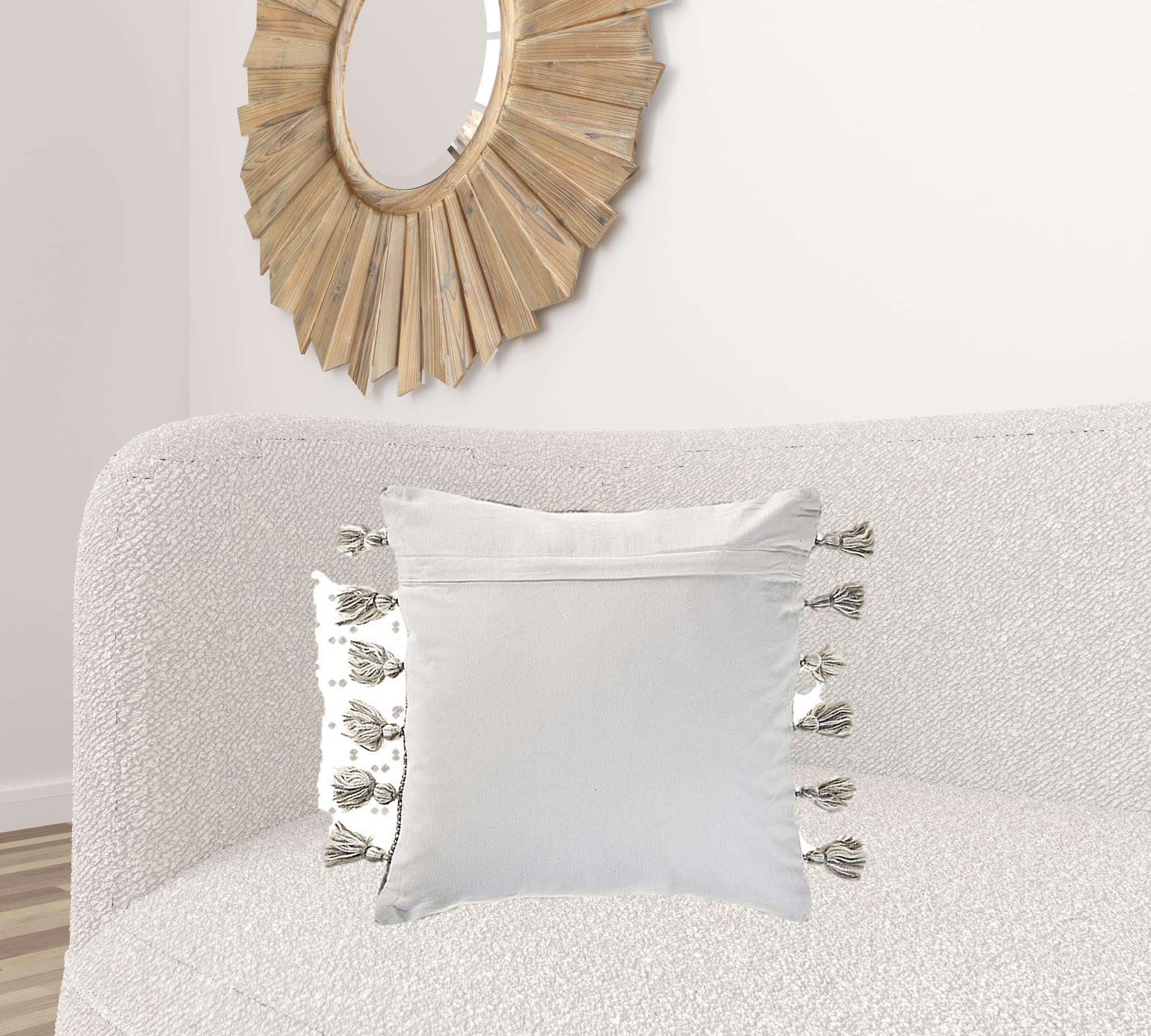 Set Of Two 20" X 20" Gray Striped Zippered Polyester Throw Pillow