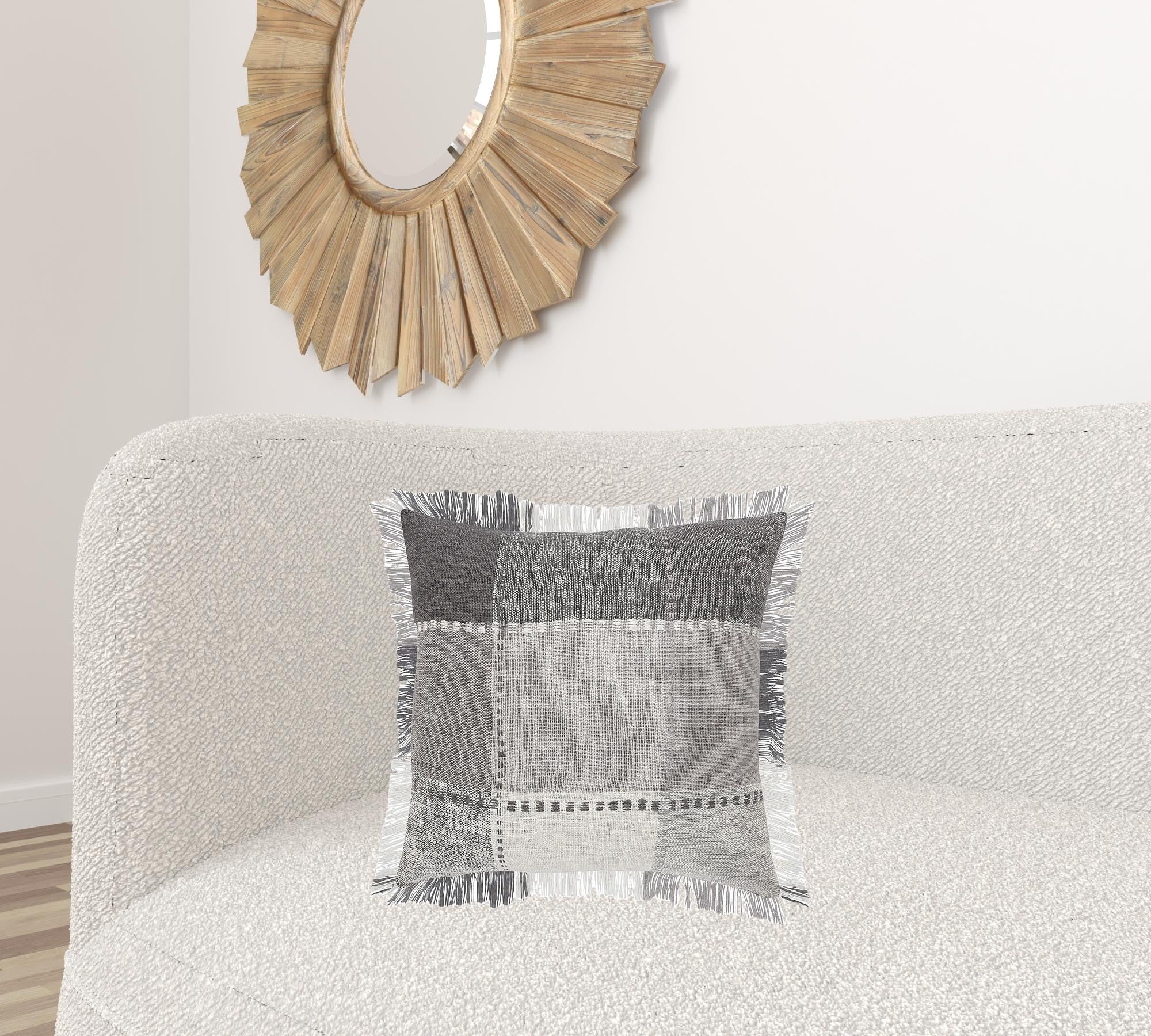 Gray Plaid Zippered 100% Cotton Throw Pillow Set Of Two - 20" x 20"