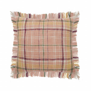 Pink Plaid Zippered 100% Cotton Throw Pillow Set Of Two - 20" x 20"