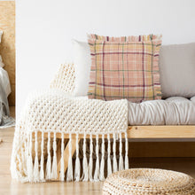 Pink Plaid Zippered 100% Cotton Throw Pillow Set Of Two - 20