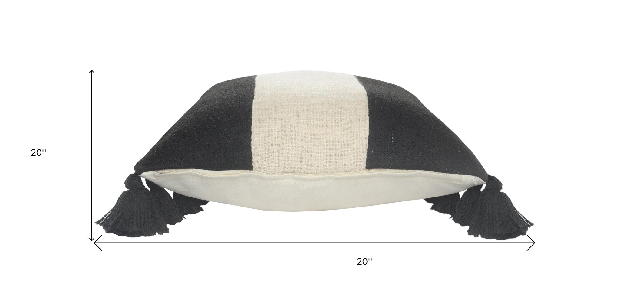 Set Of Two 20" X 20" Black Striped Zippered 100% Cotton Throw Pillow