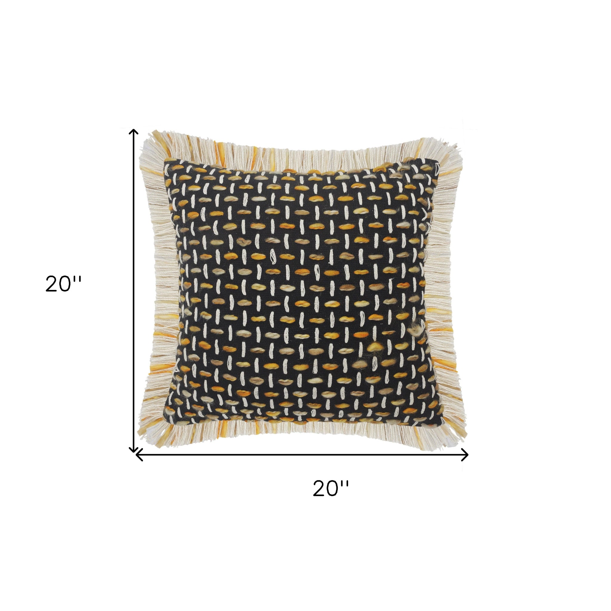 Set Of Two 20" X 20" Black Geometric Zippered Polyester And Cotton Blend Throw Pillow