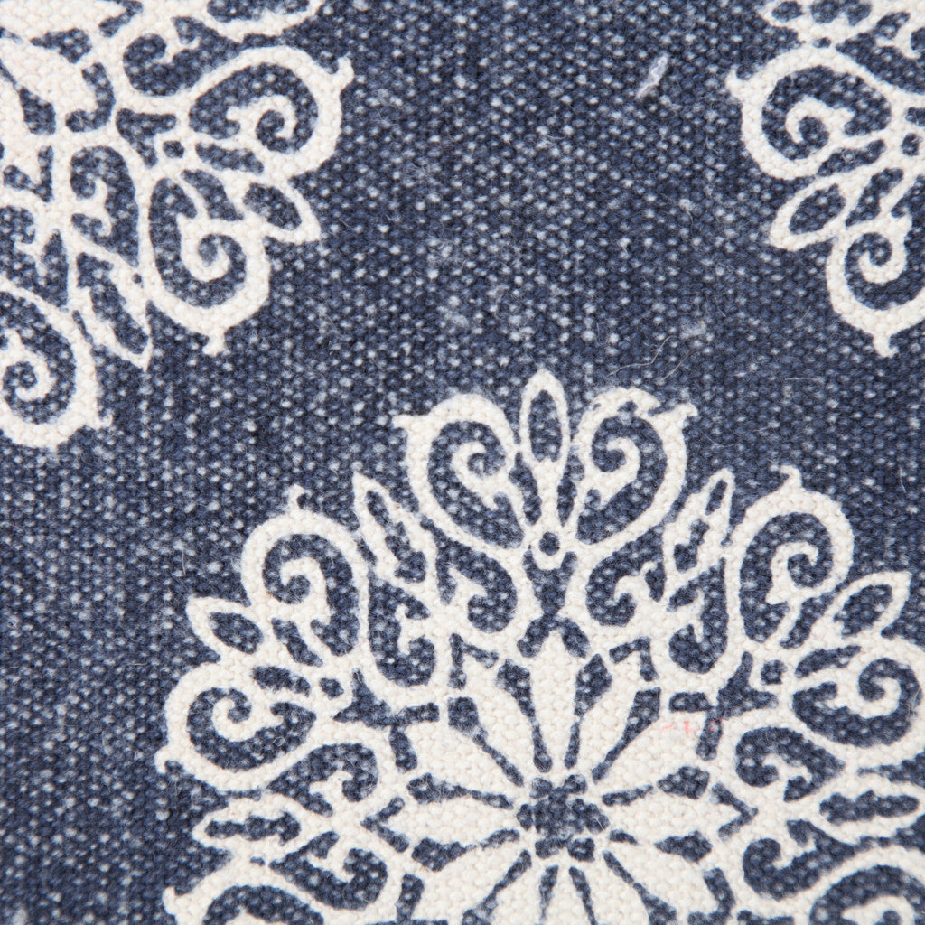 Set Of Two 20" X 20" Blue Floral Zippered 100% Cotton Throw Pillow