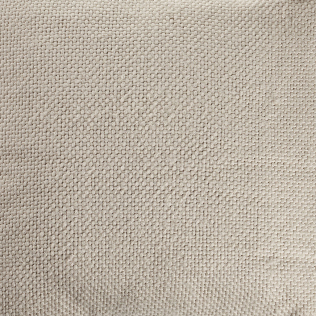 Set Of Two 18" X 18" Cream Solid Color Zippered 100% Cotton Throw Pillow