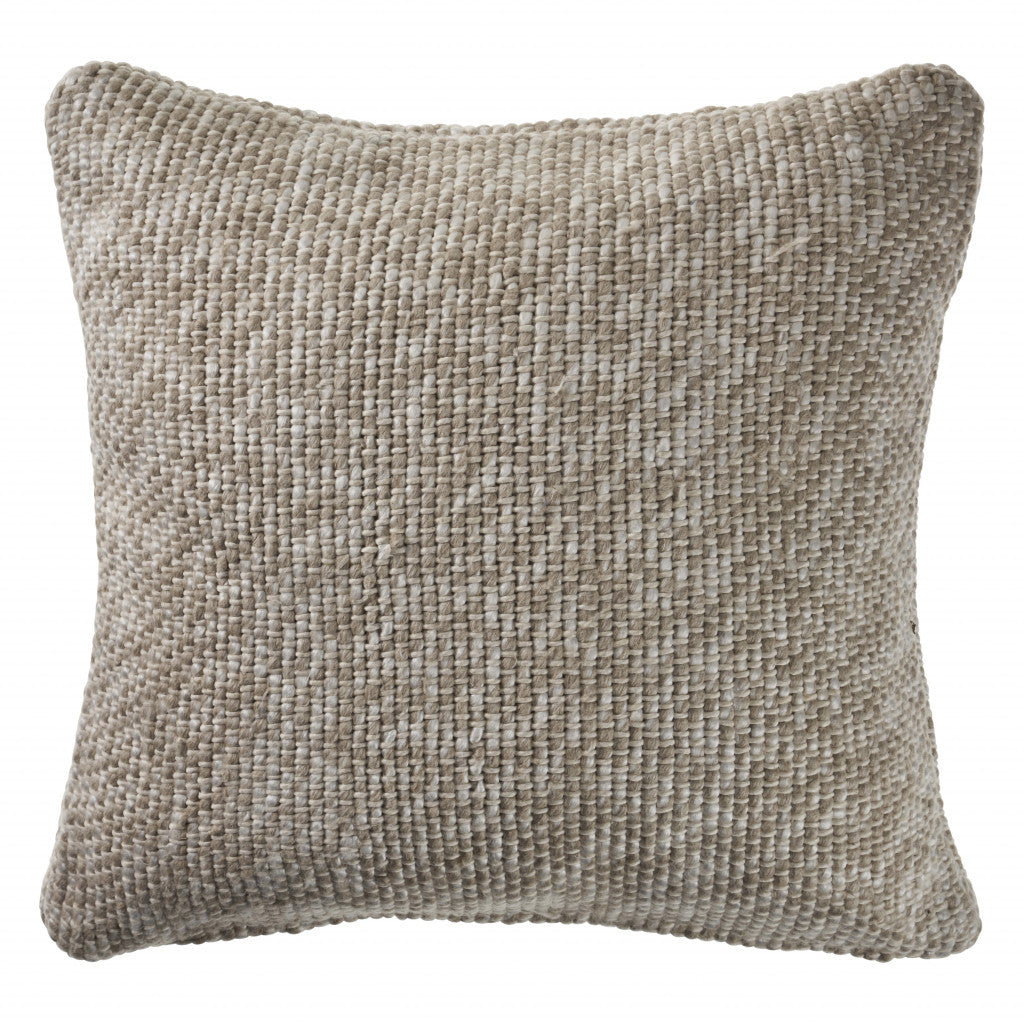 Set Of Two 18" X 18" Cream Solid Color Zippered 100% Cotton Throw Pillow