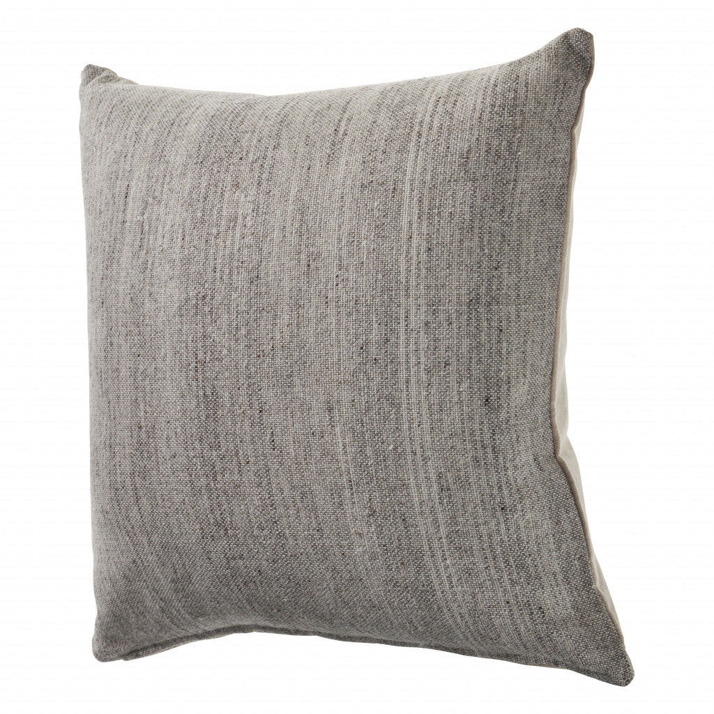 Set Of Two 20" X 20" Gray Solid Color Zippered 100% Wool Throw Pillow