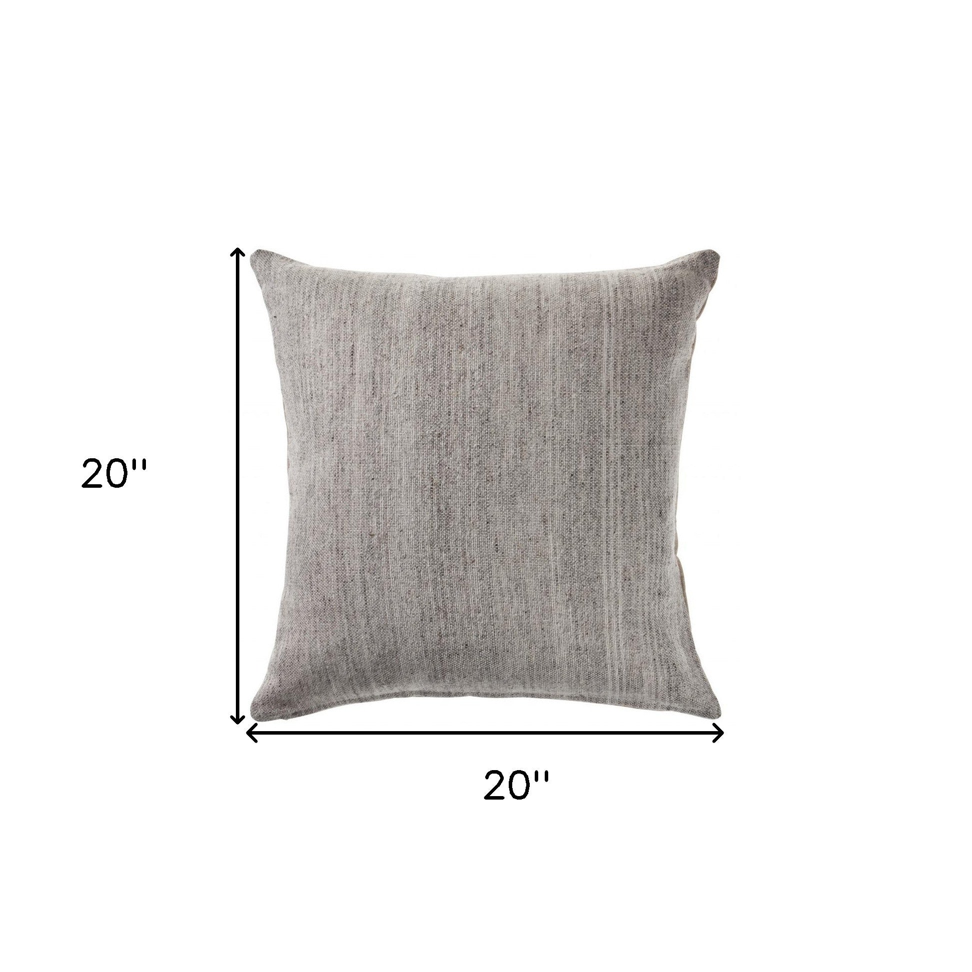 Set Of Two 20" X 20" Gray Solid Color Zippered 100% Wool Throw Pillow