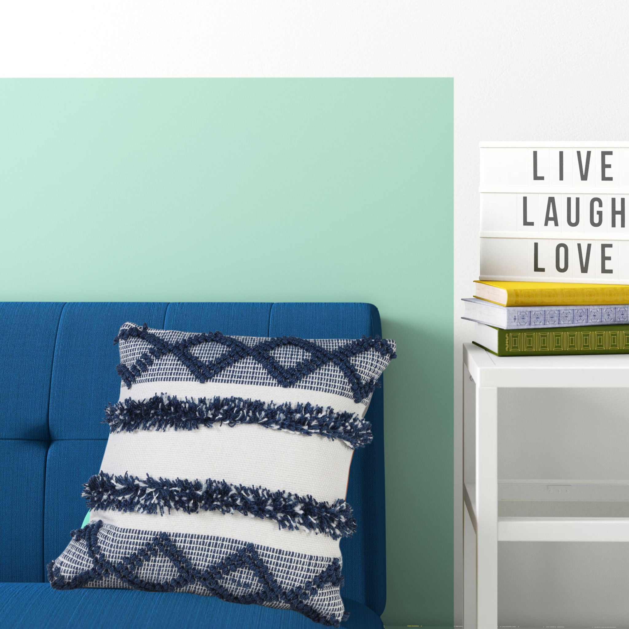 Set Of Two 20" X 20" Blue Coastal Zippered Polyester Throw Pillow