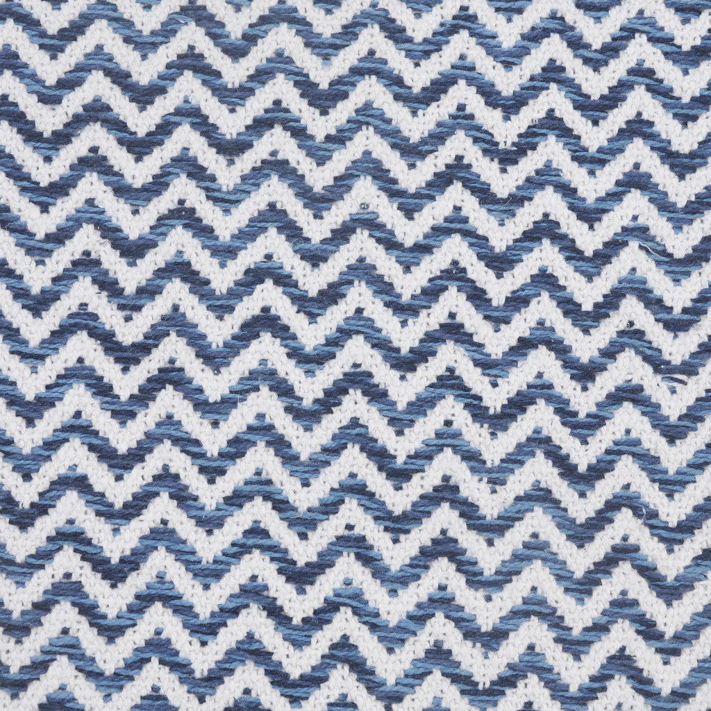 Set Of Two 22" X 22" Blue Chevron Zippered 100% Cotton Throw Pillow