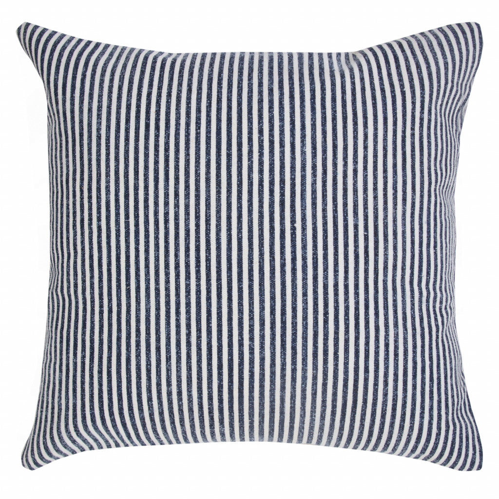 Set Of Two 20" X 20" Beige Striped Zippered 100% Cotton Throw Pillow