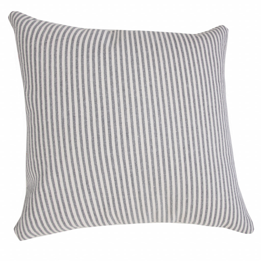 Set Of Two 20" X 20" Beige Striped Zippered 100% Cotton Throw Pillow