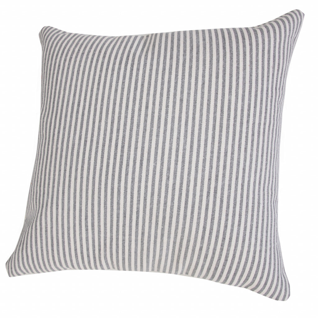 Set Of Two 20" X 20" Beige Striped Zippered 100% Cotton Throw Pillow