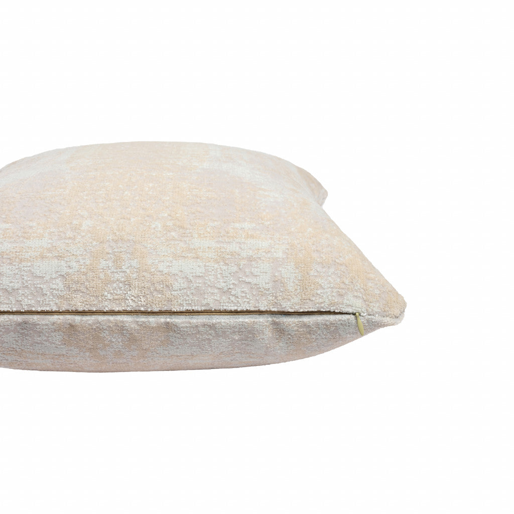 Set Of Two 20" X 20" Beige Abstract Zippered Polyester Throw Pillow