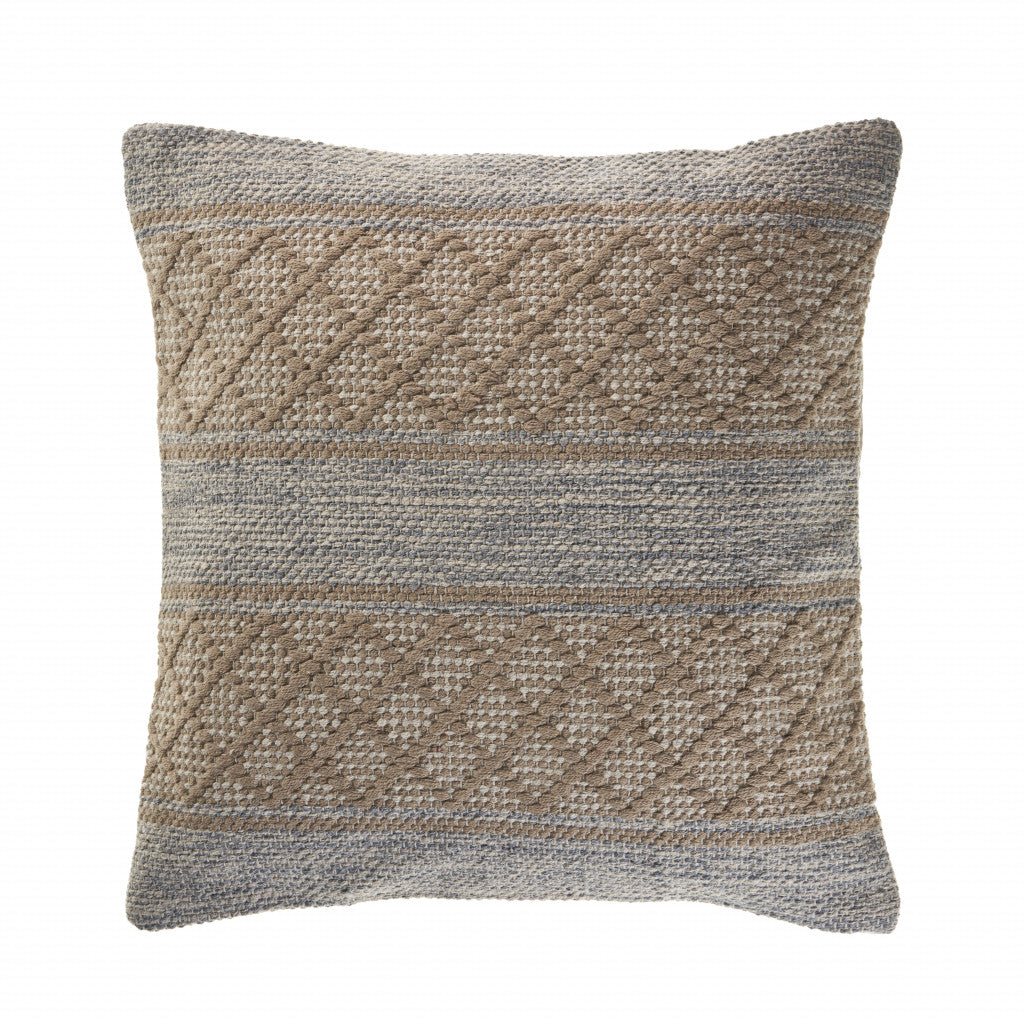 Set Of Two 20" X 20" Tan Geometric Zippered 100% Cotton Throw Pillow