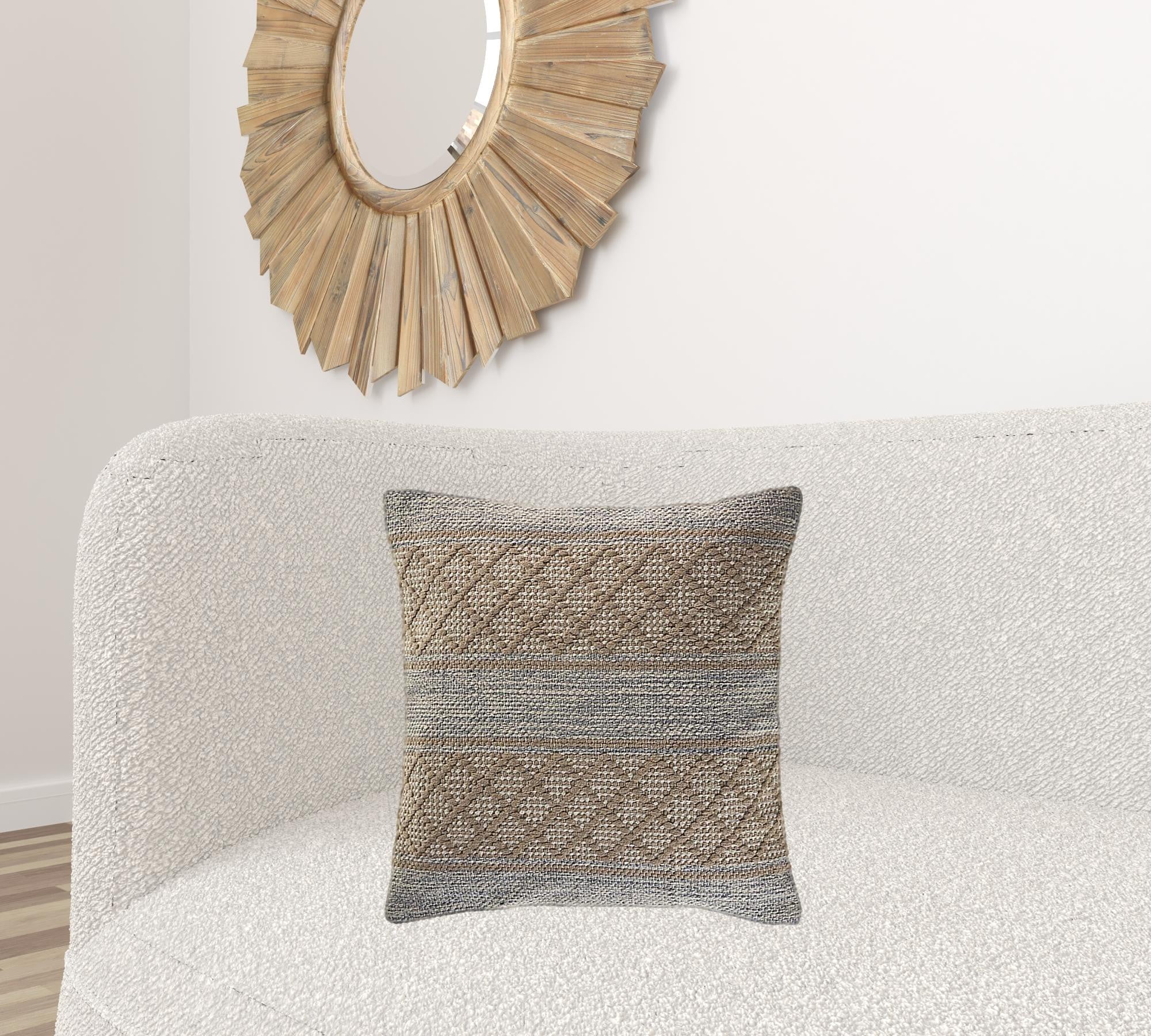 Set Of Two 20" X 20" Tan Geometric Zippered 100% Cotton Throw Pillow