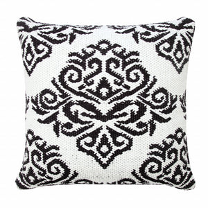 Set Of Two 20" X 20" White Damask Zippered 100% Cotton Throw Pillow