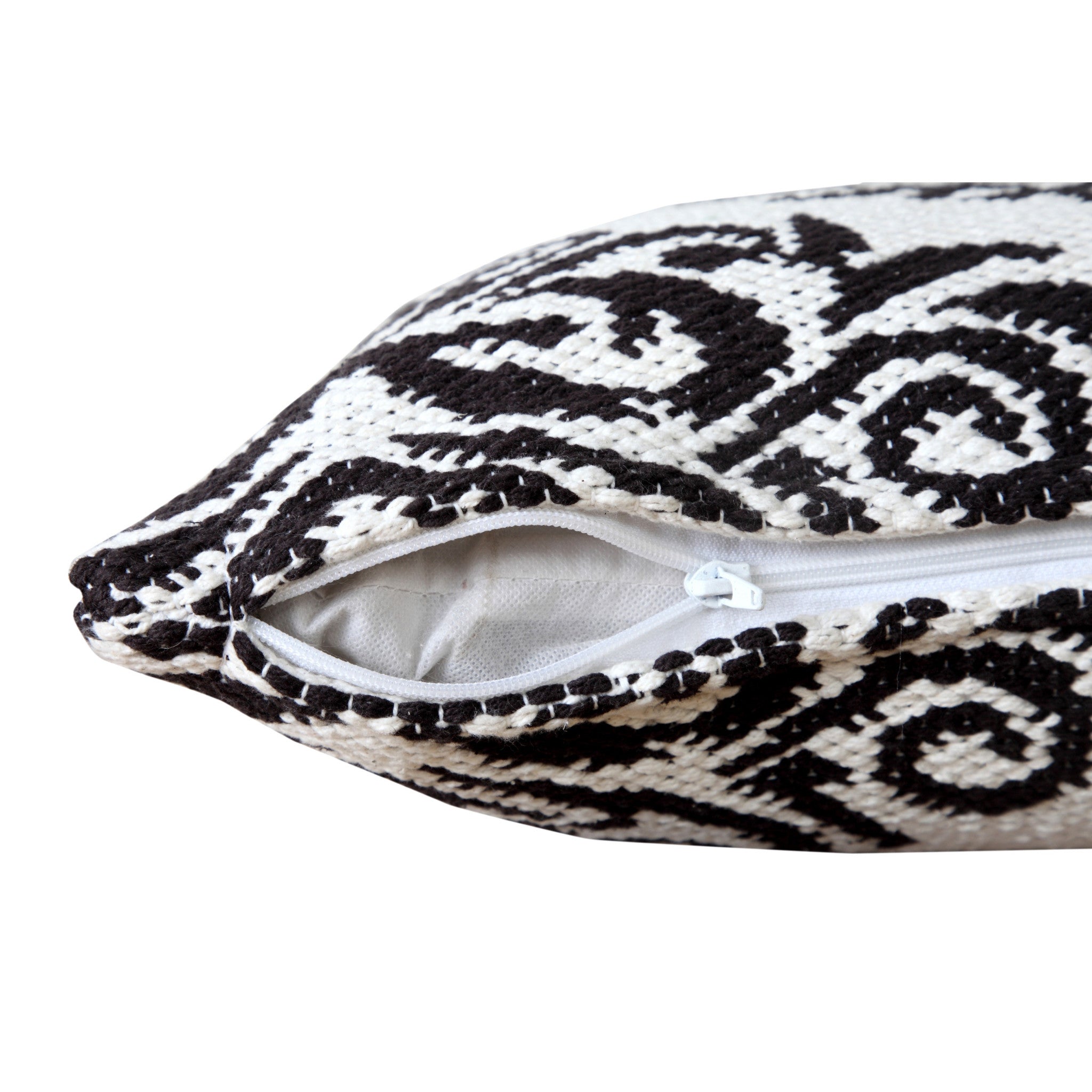 Set Of Two 20" X 20" White Damask Zippered 100% Cotton Throw Pillow