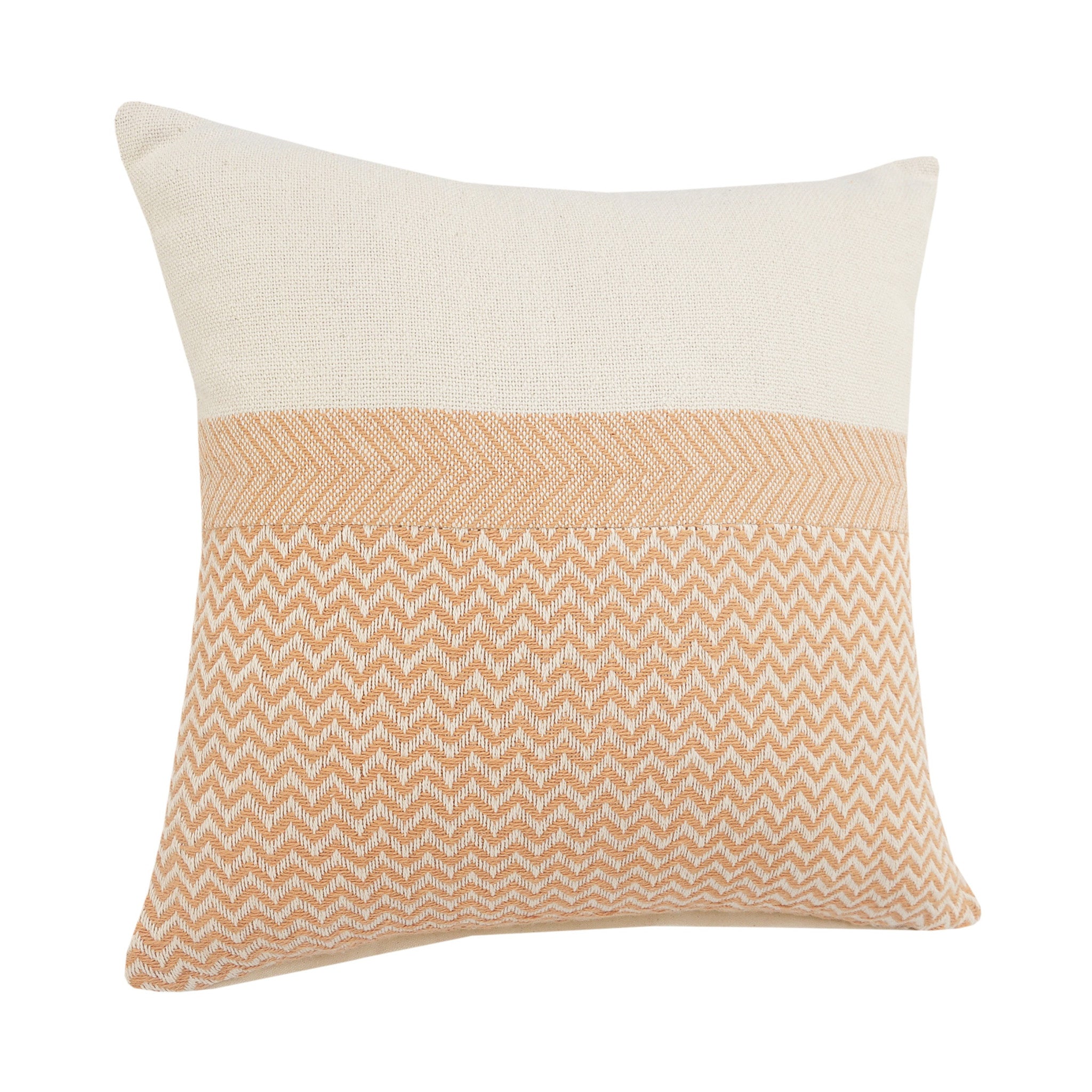 Cream Chevron Zippered 100% Cotton Throw Pillow Set Of Two 18" x 18"