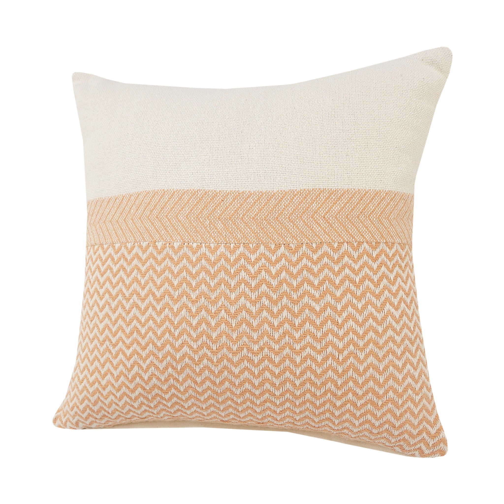 Cream Chevron Zippered 100% Cotton Throw Pillow Set Of Two 18" x 18"