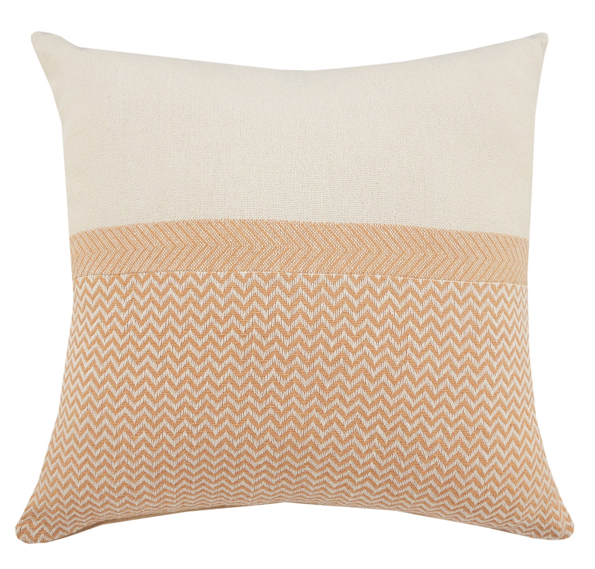 Cream Chevron Zippered 100% Cotton Throw Pillow Set Of Two 18" x 18"