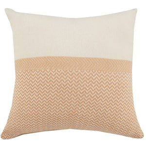 Cream Chevron Zippered 100% Cotton Throw Pillow Set Of Two 18" x 18"