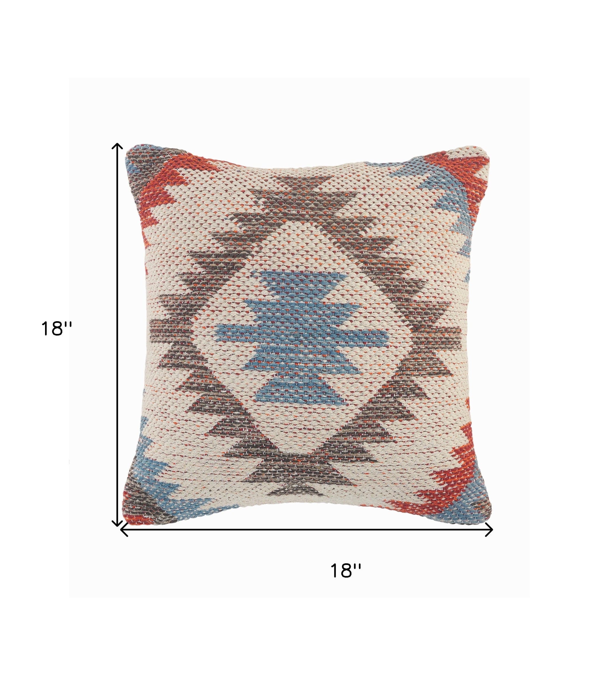 Set Of Two 18" X 18" Multicolored Geometric Zippered 100% Cotton Throw Pillow