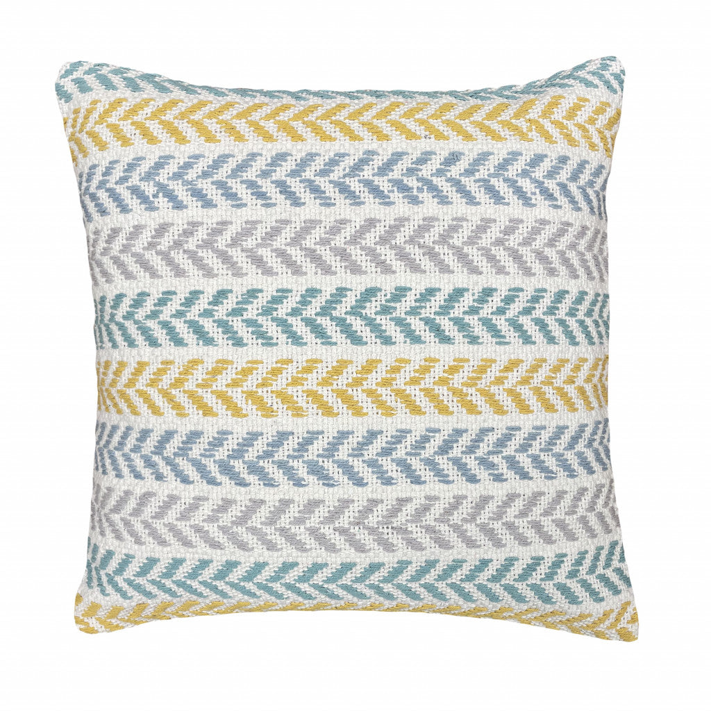 Set Of Two 18" X 18" Yellow Striped Zippered 100% Cotton Throw Pillow