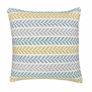 Set Of Two 18" X 18" Yellow Striped Zippered 100% Cotton Throw Pillow