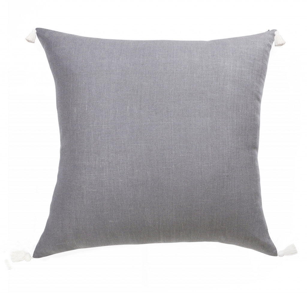 Set Of Two 20" X 20" Gray Striped Zippered Linen Throw Pillow