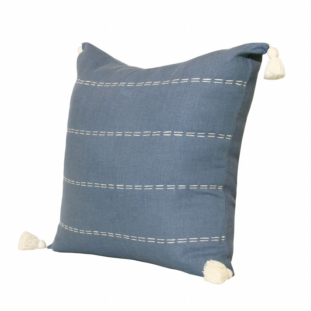 Set Of Two 20" X 20" Gray Striped Zippered Linen Throw Pillow