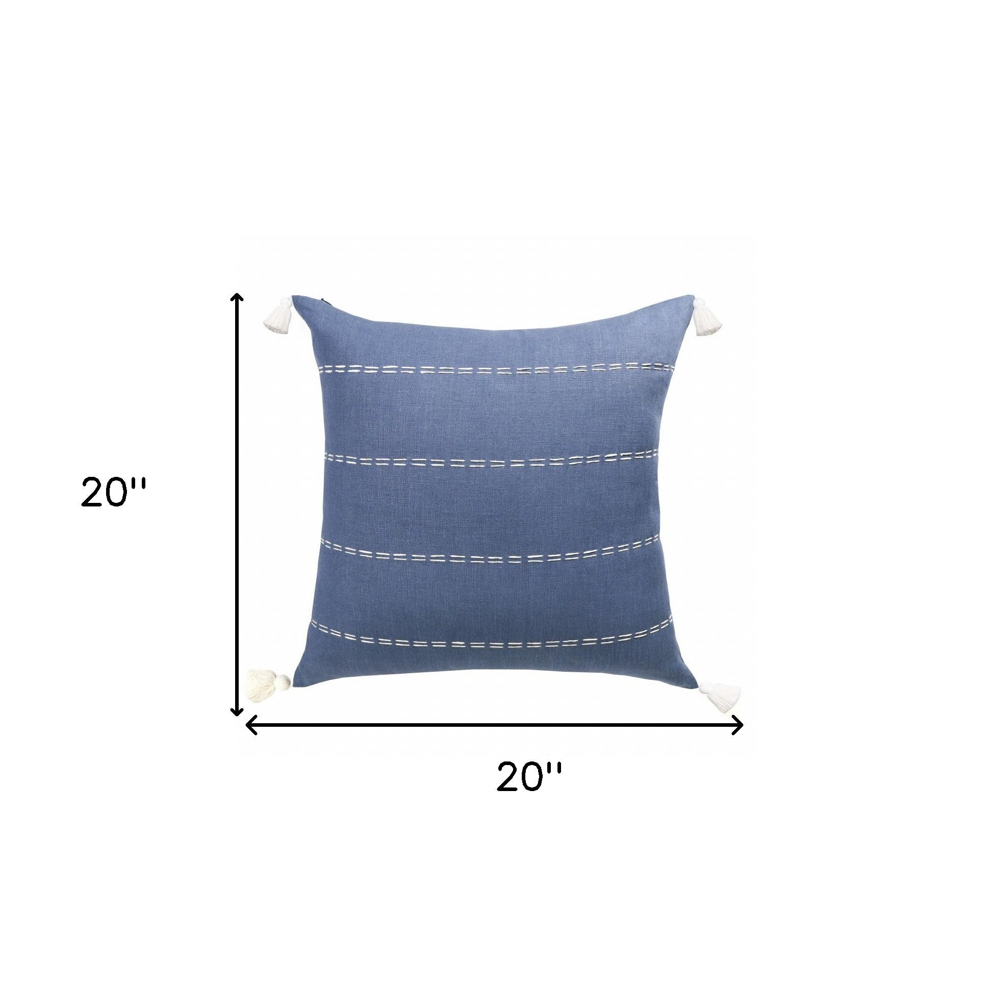 Set Of Two 20" X 20" Gray Striped Zippered Linen Throw Pillow