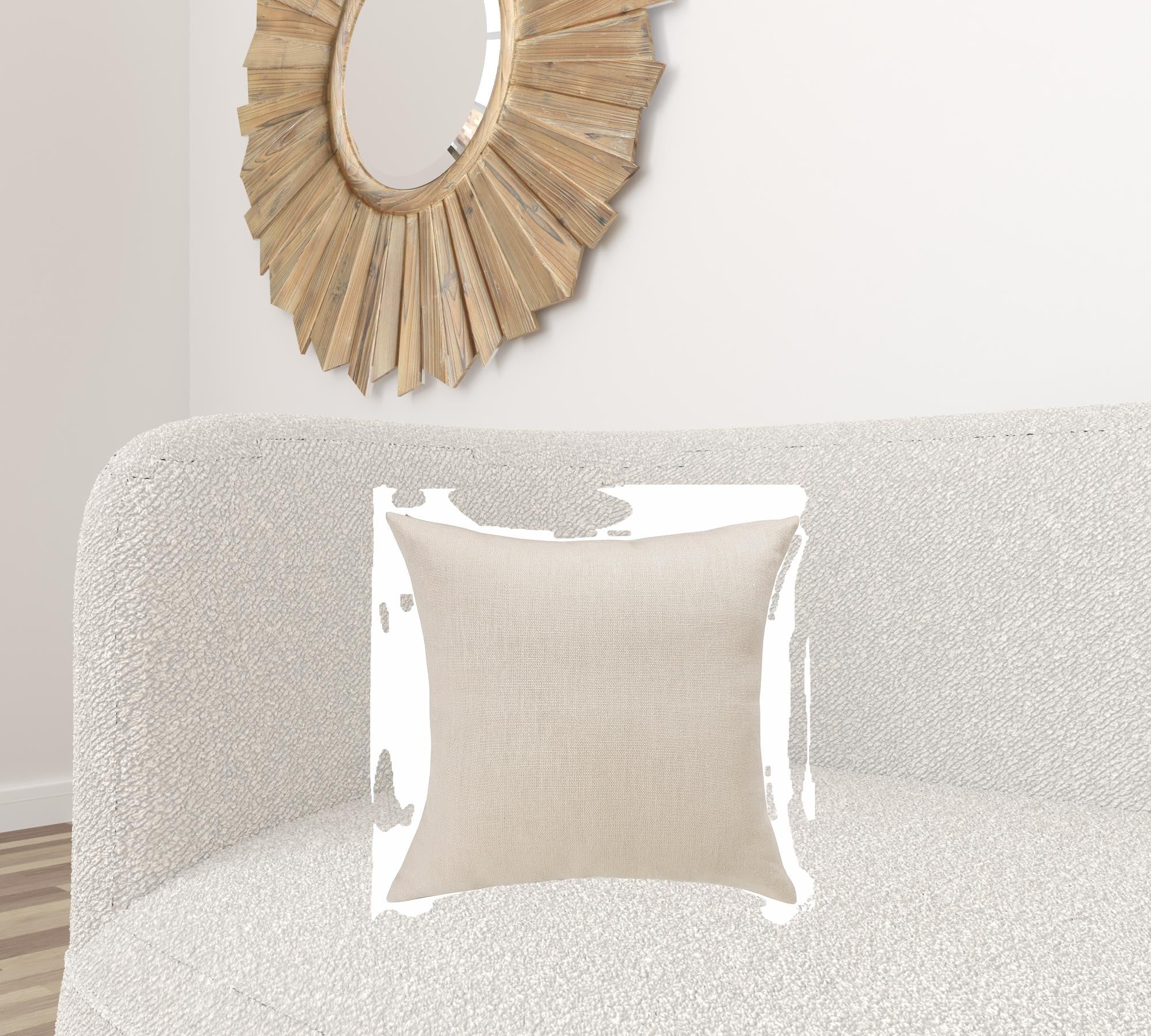 Set Of Two 20" X 20" Cream Solid Color Zippered Linen Throw Pillow